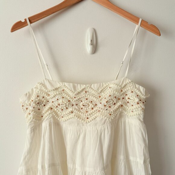 Zara Beaded Spaghetti Strap Mini Dress White Size XS - Picture 10 of 14